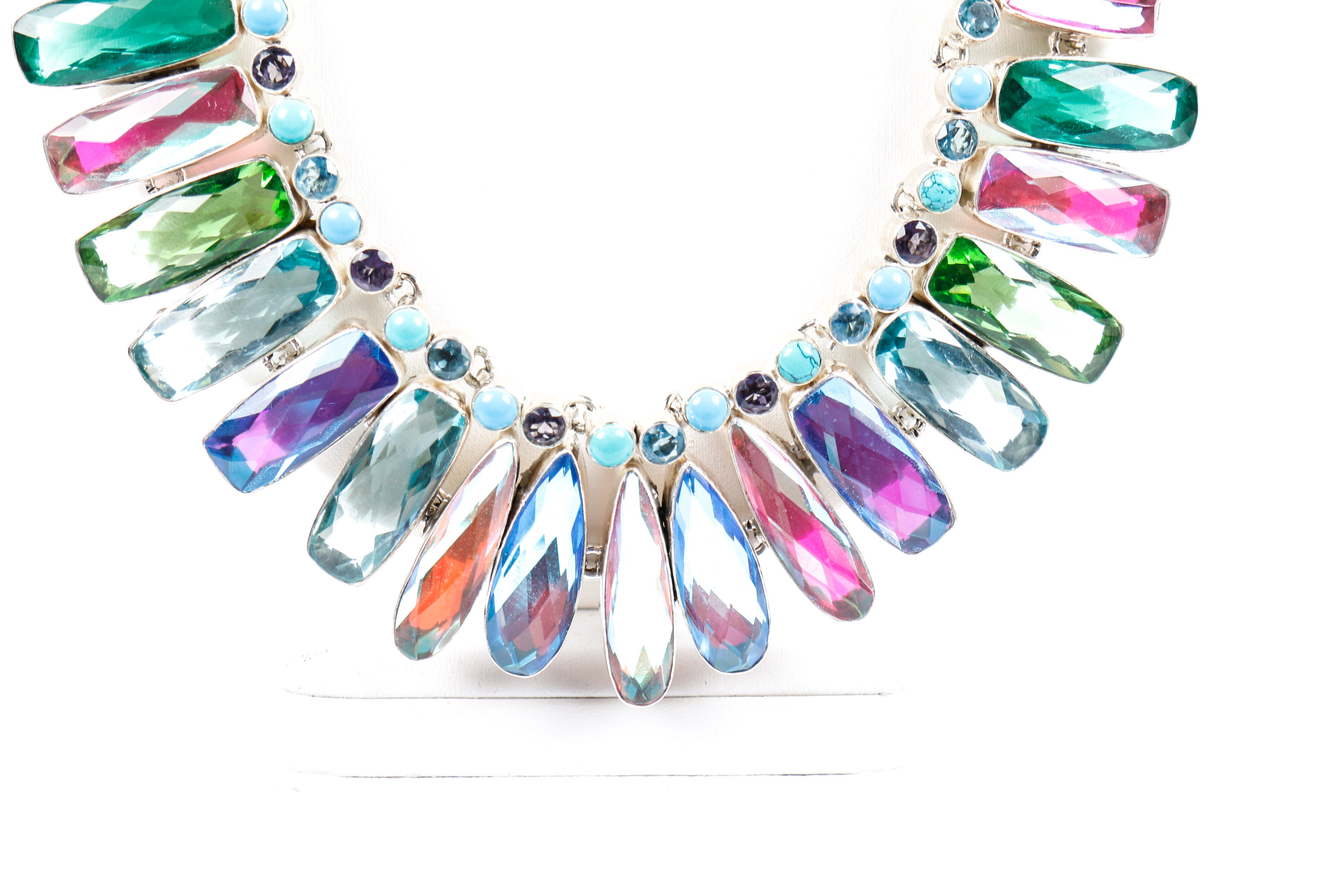 Sterling Silver Chunky Faceted Vintage Necklace