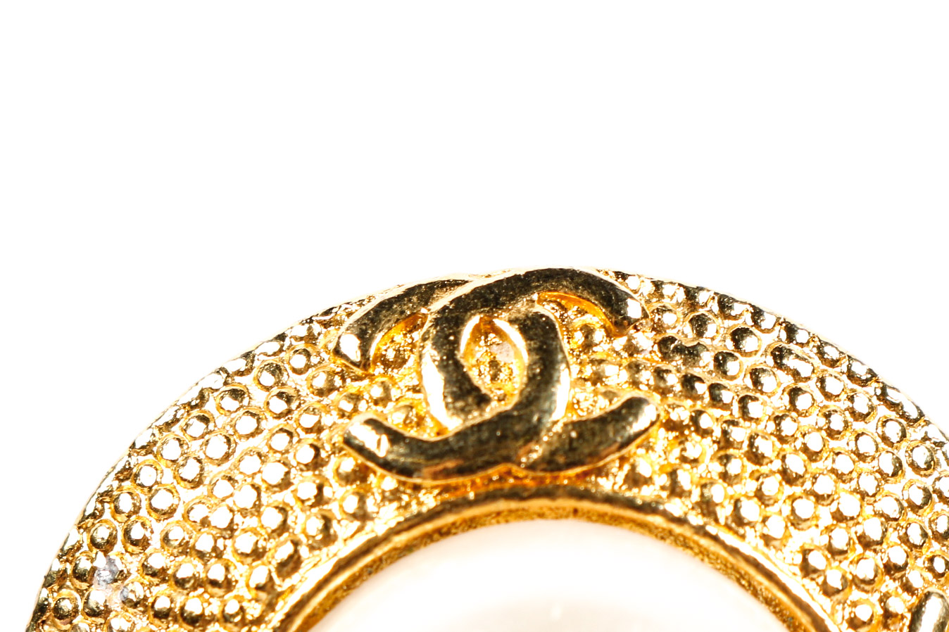 Vintage 1980s Chanel Faux Pearl and Gold Toned Earrings