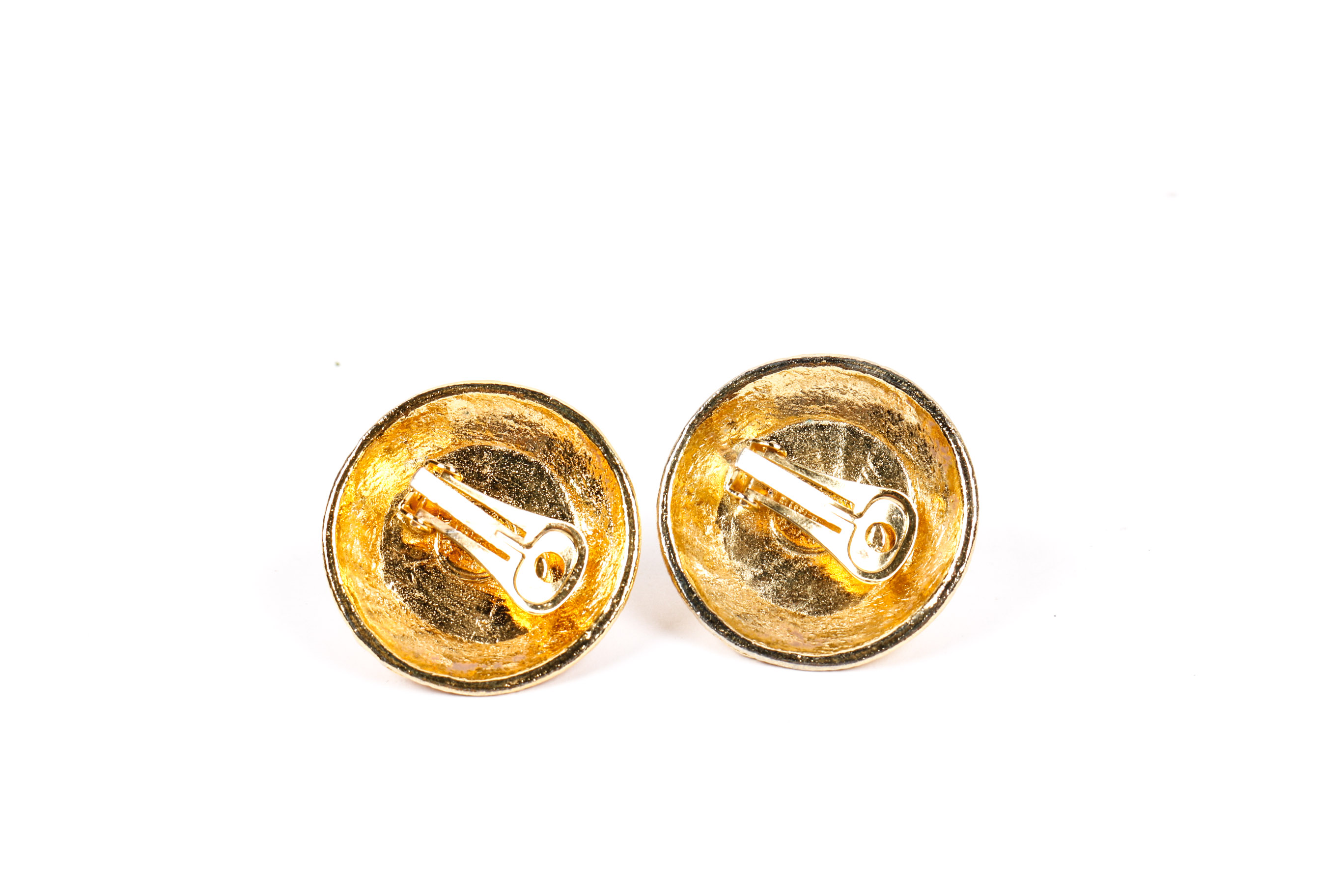 Vintage 1980s Chanel Faux Pearl and Gold Toned Earrings