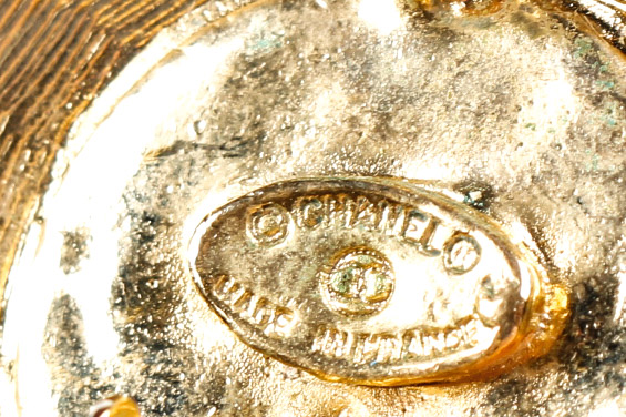 Chanel 1980's Vintage Gold Toned and Black Enamel Earrings