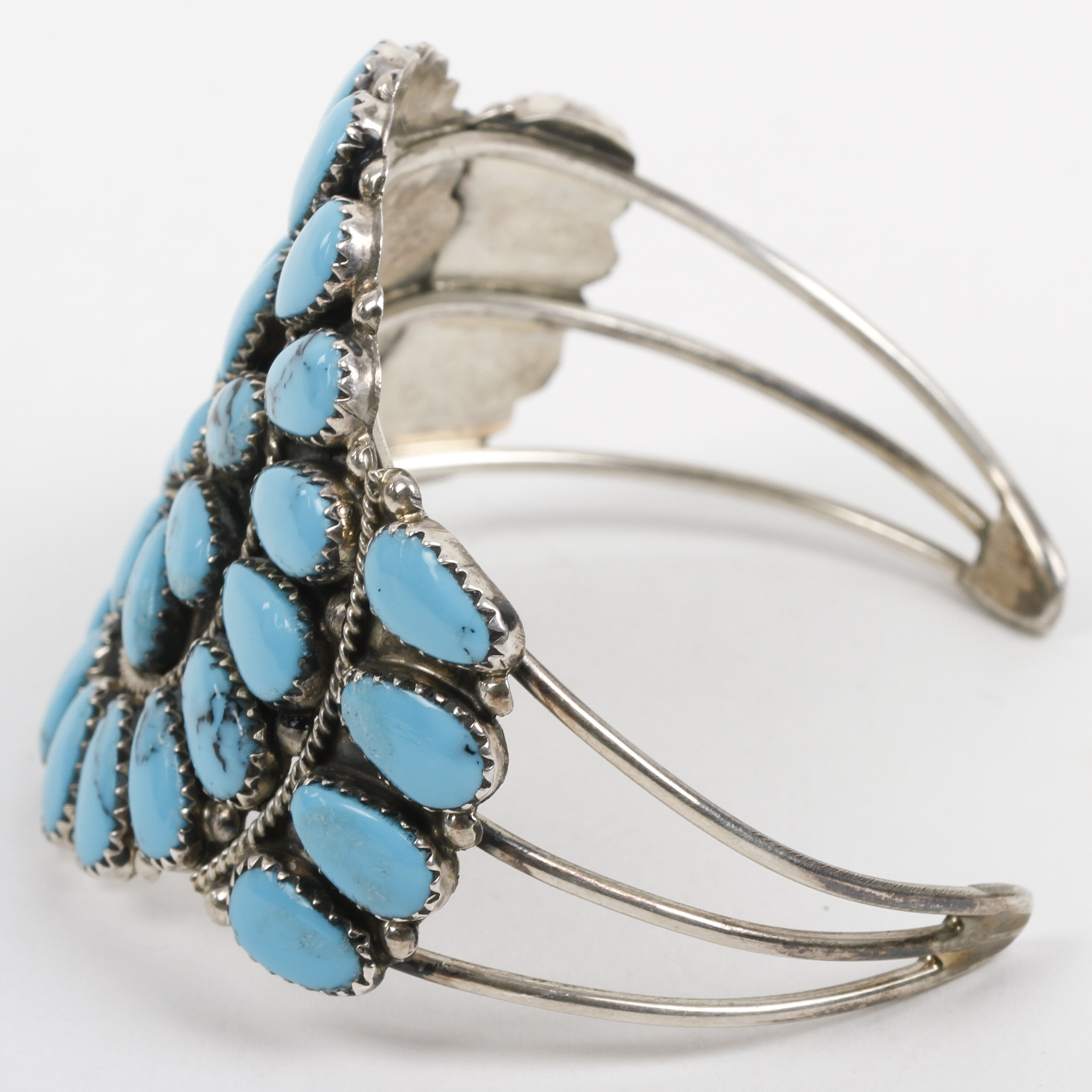 Tom Billy Navajo Sterling Silver and Turquoise Petit Point Cuff