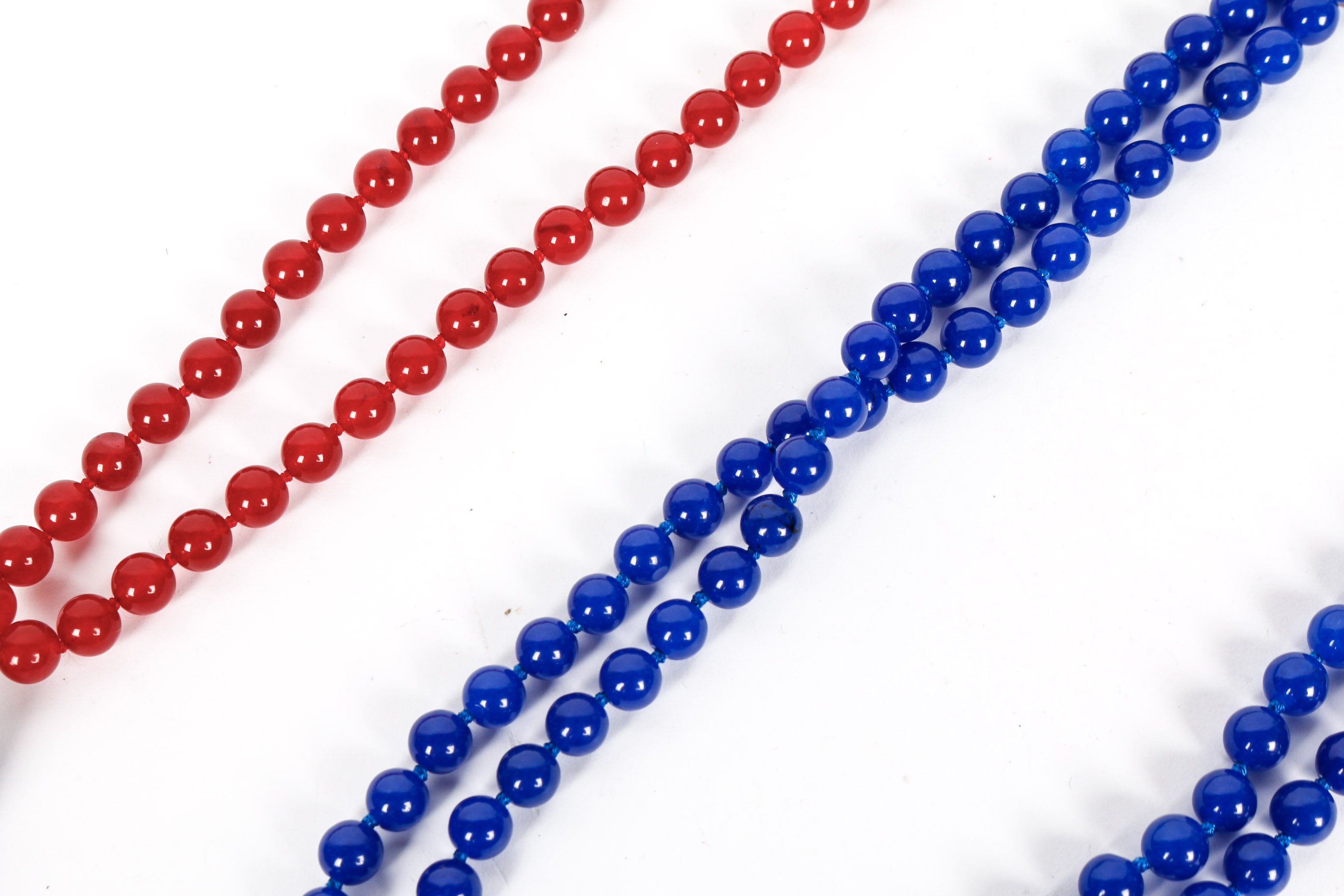 Pair of Red and Blue Beaded Neckalces