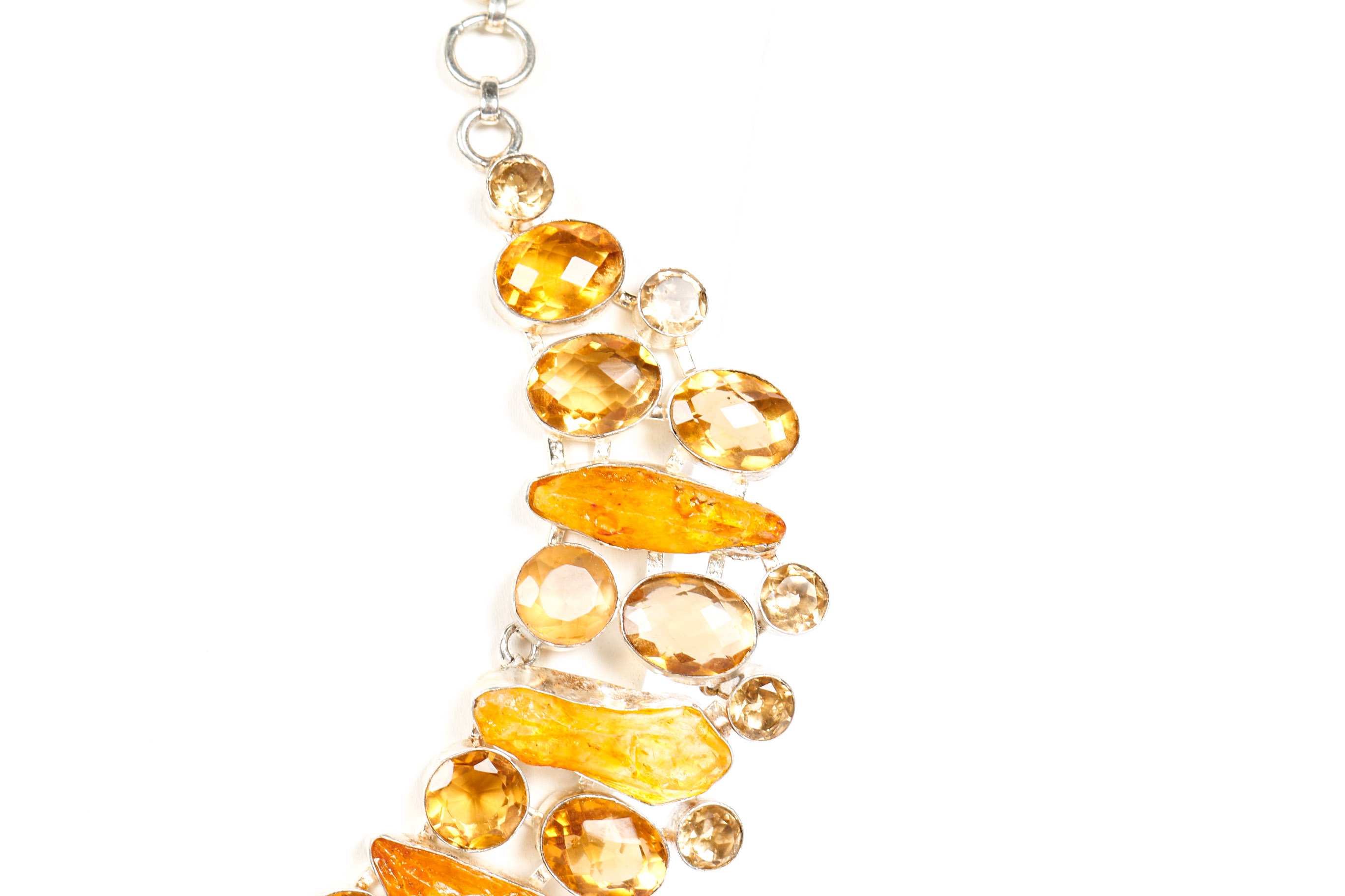 Sterling Silver Citrine and Quartz Statement Necklace
