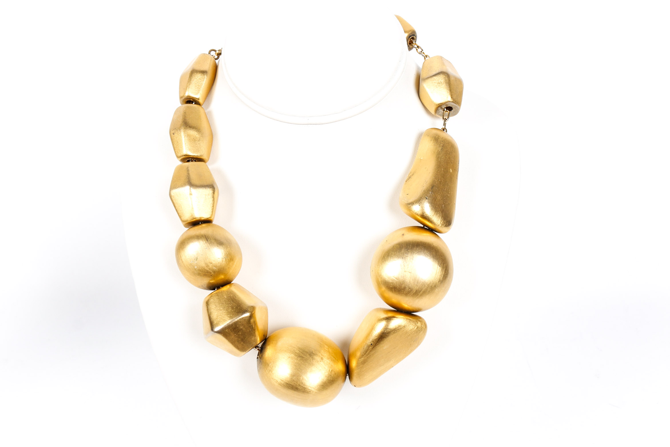 Chunky Gold Beaded Necklace and Cuff Bracelet