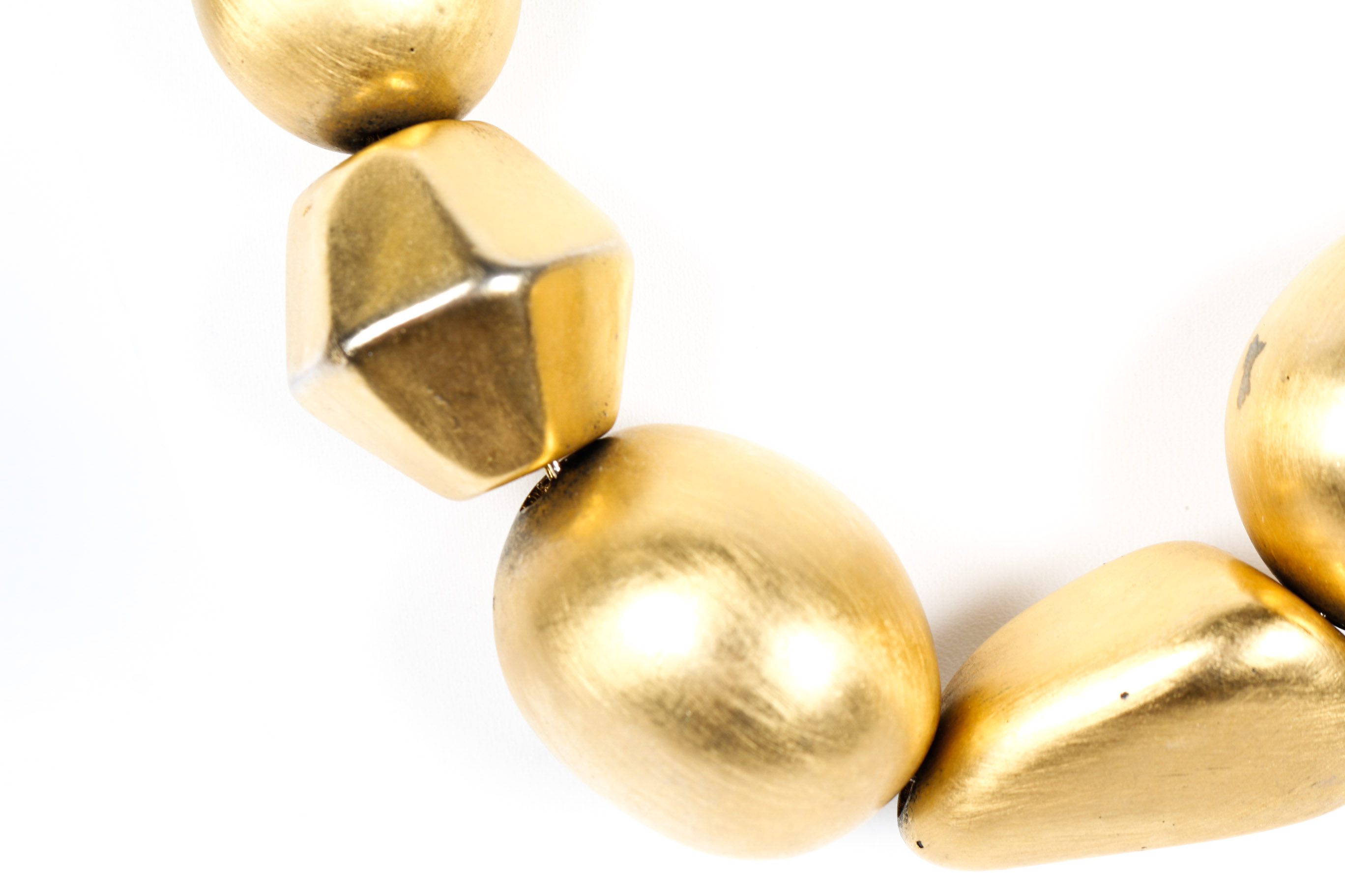 Chunky Gold Beaded Necklace and Cuff Bracelet