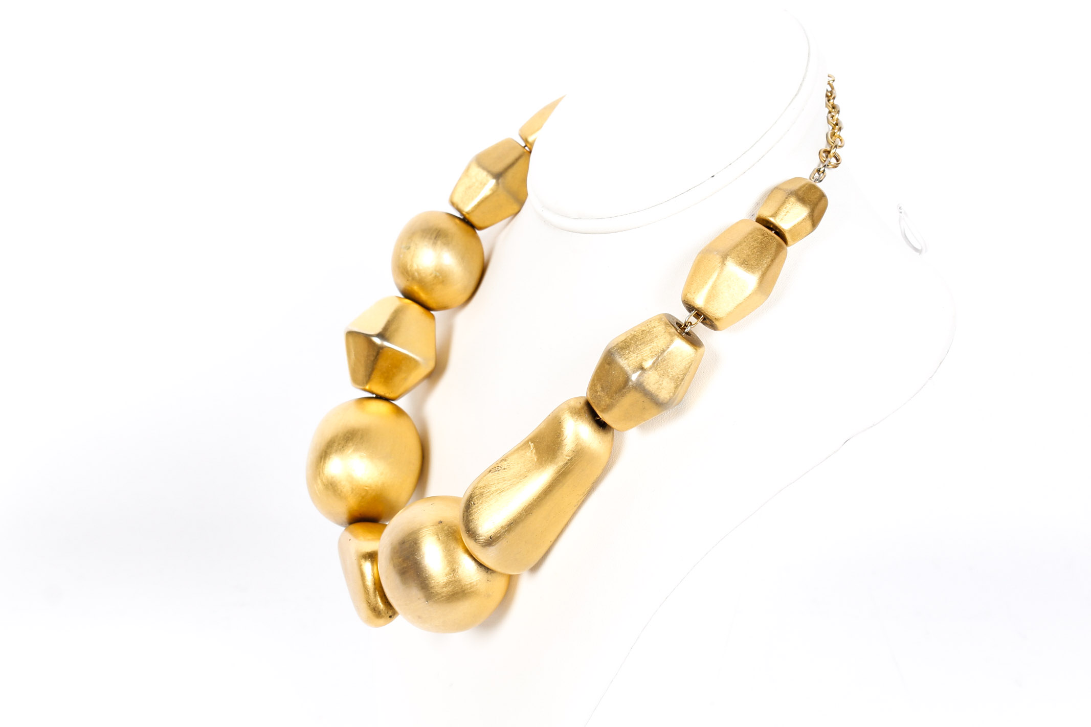 Chunky Gold Beaded Necklace and Cuff Bracelet