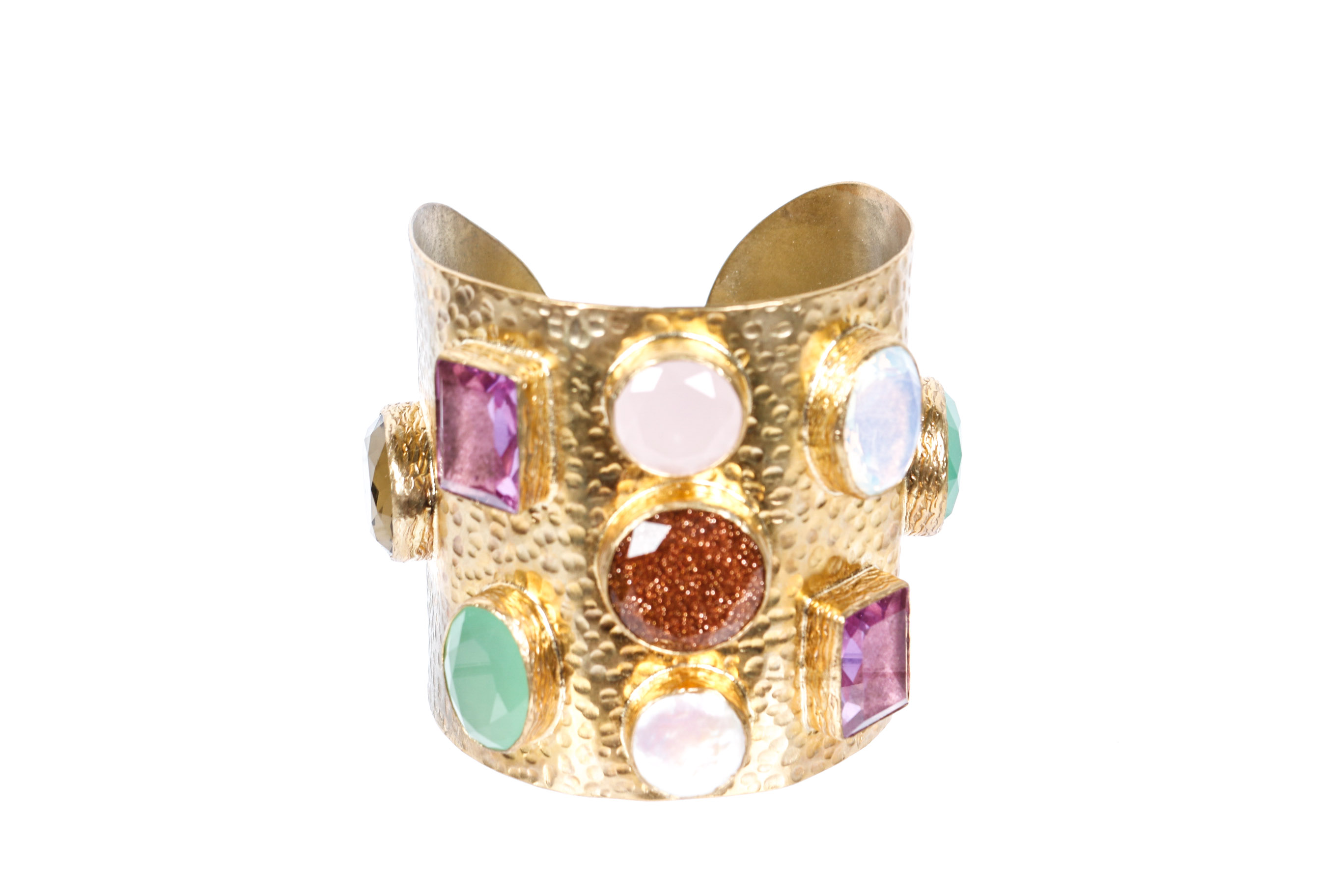 Chunky Gold Beaded Necklace and Cuff Bracelet