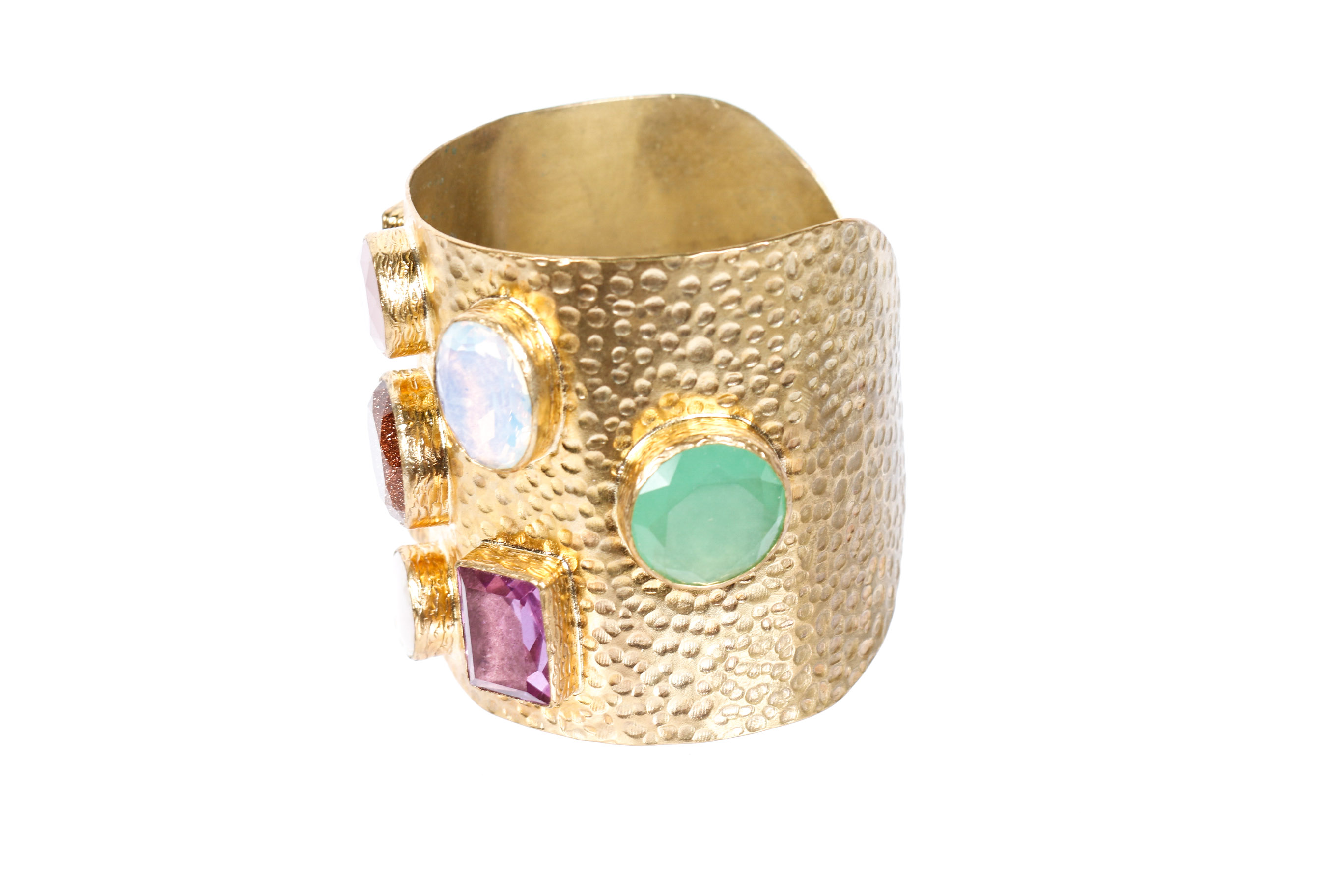 Chunky Gold Beaded Necklace and Cuff Bracelet