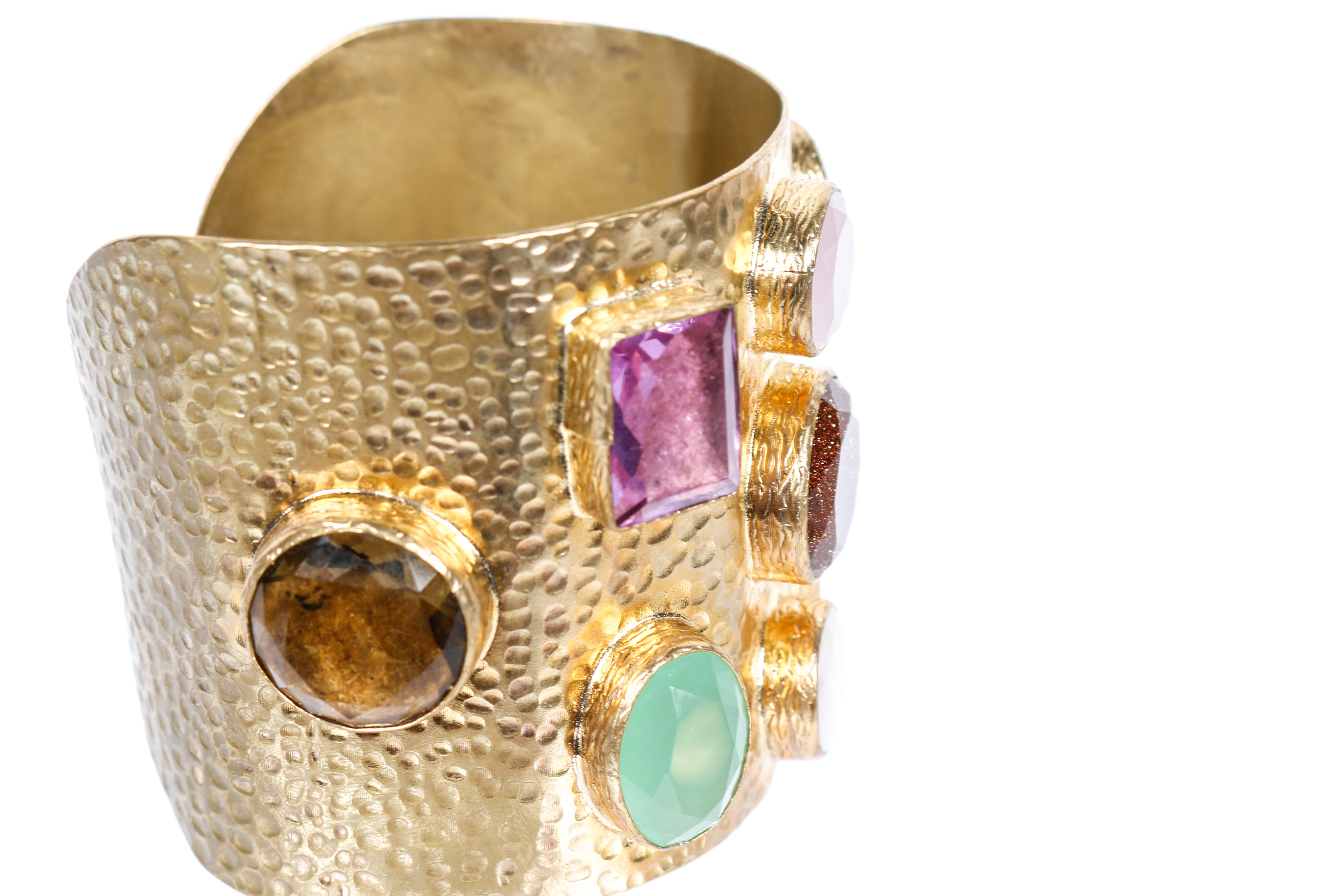 Chunky Gold Beaded Necklace and Cuff Bracelet