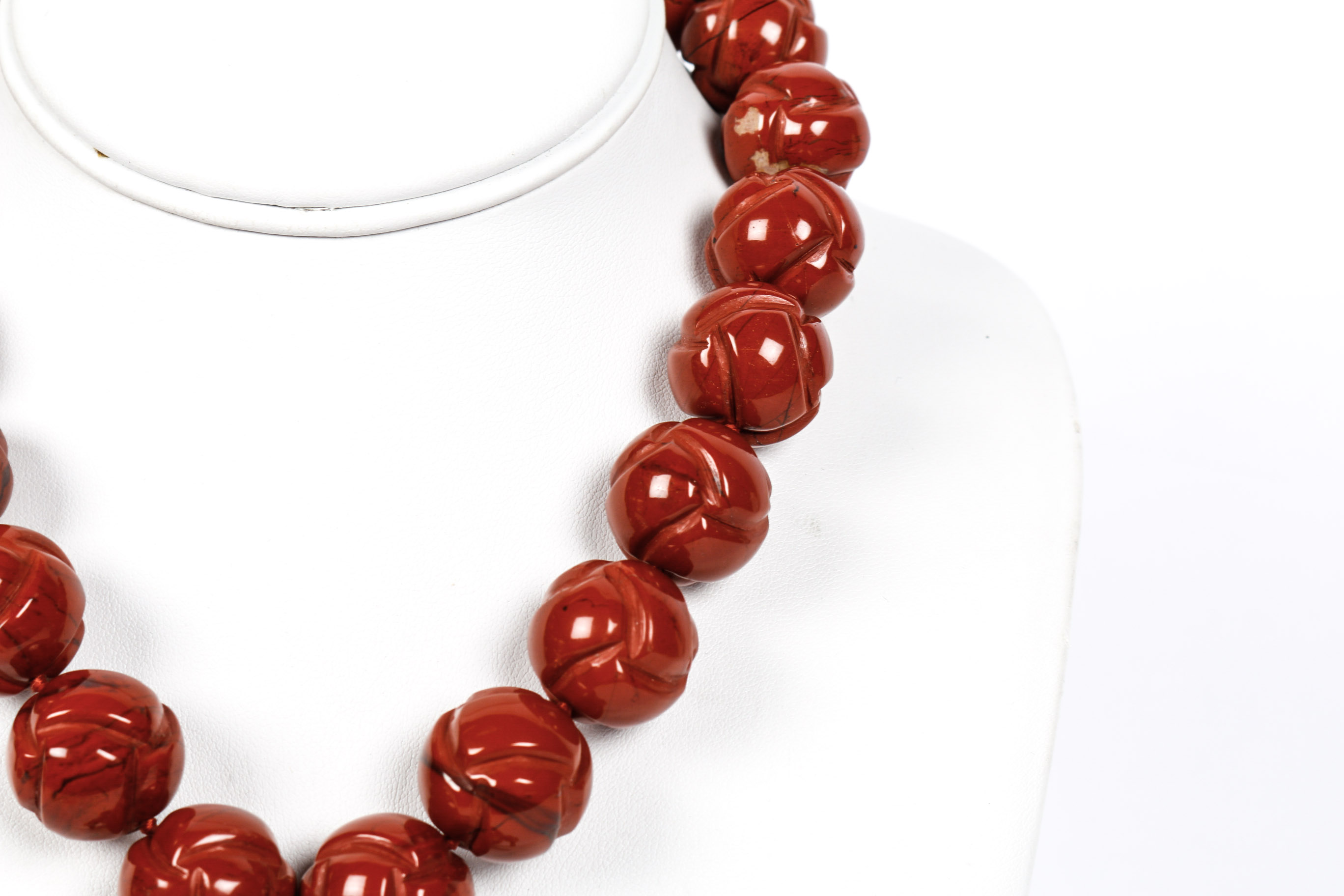 Schreiner Carved Jasper Beaded Necklace