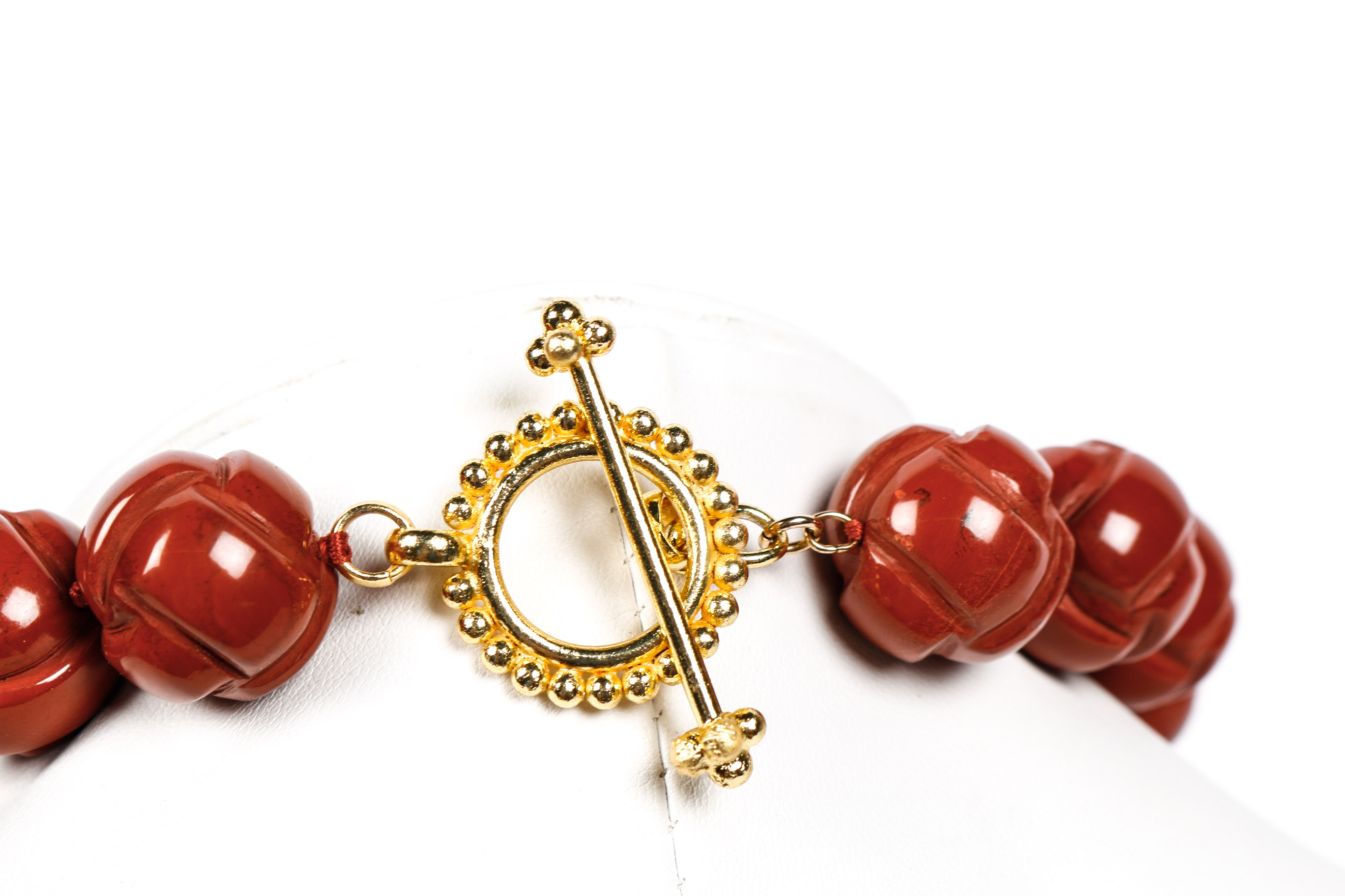 Schreiner Carved Jasper Beaded Necklace