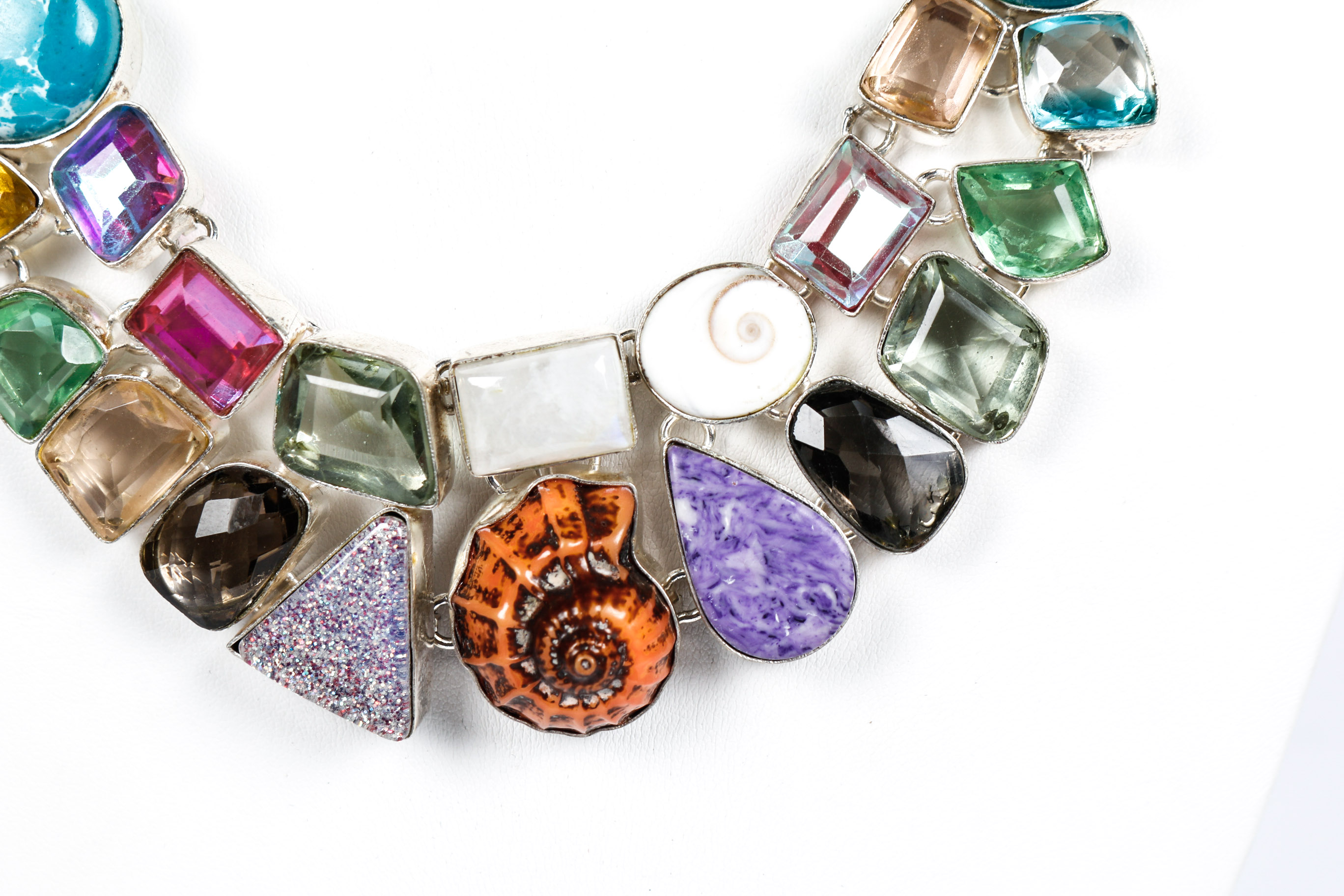 Agate, Quartz and Faceted Stone Necklace and Bracelet