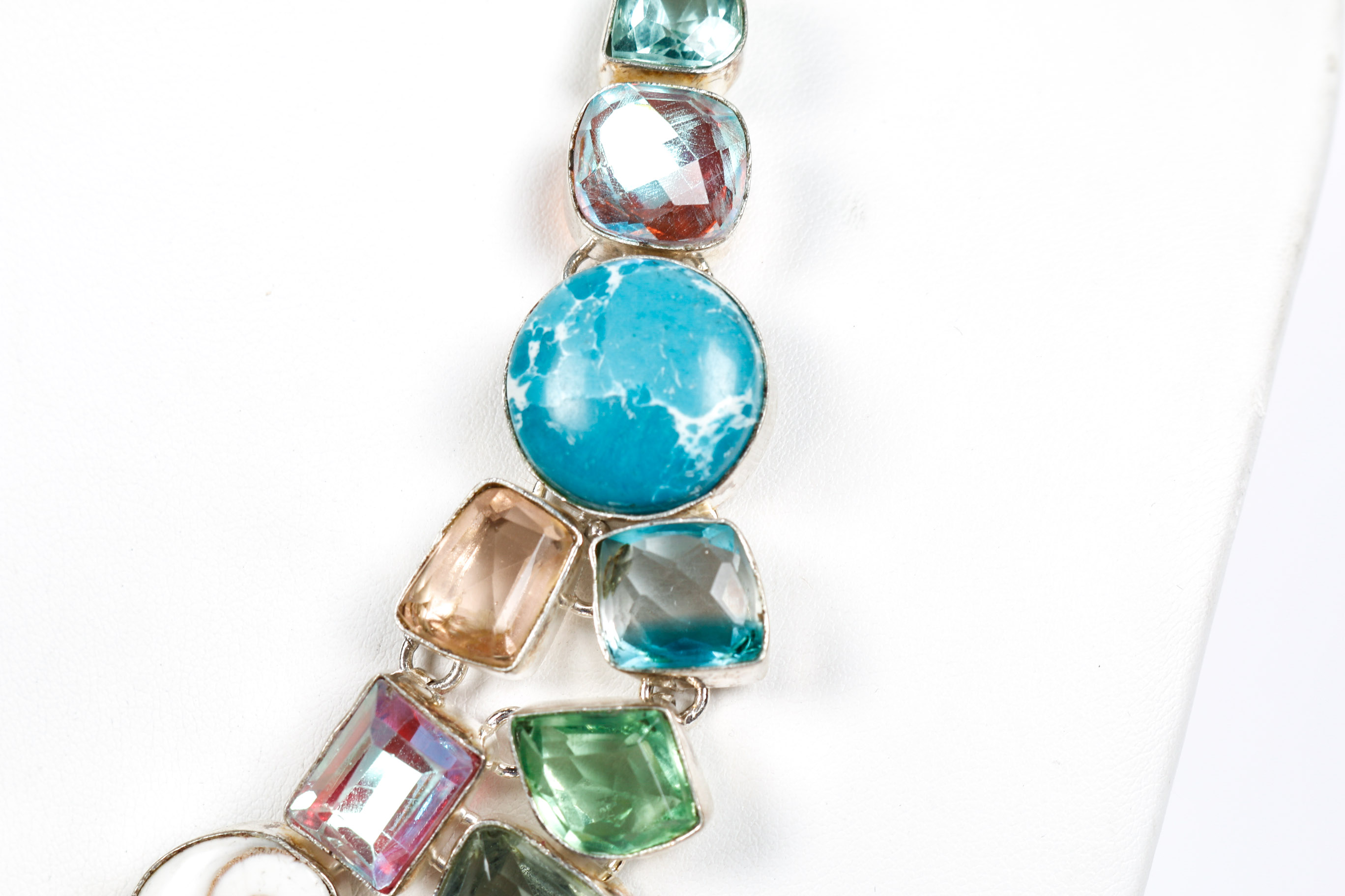 Agate, Quartz and Faceted Stone Necklace and Bracelet