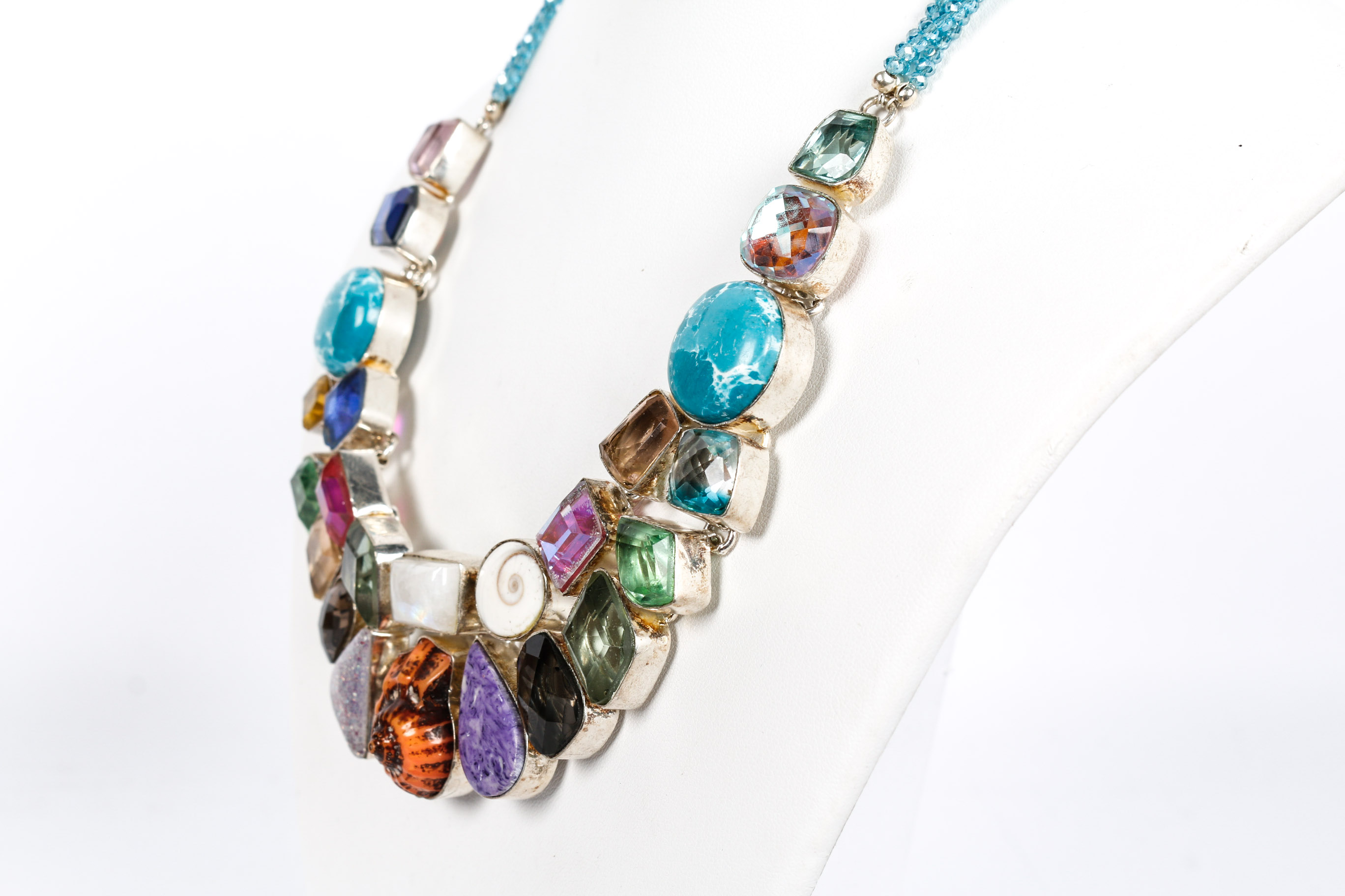 Agate, Quartz and Faceted Stone Necklace and Bracelet