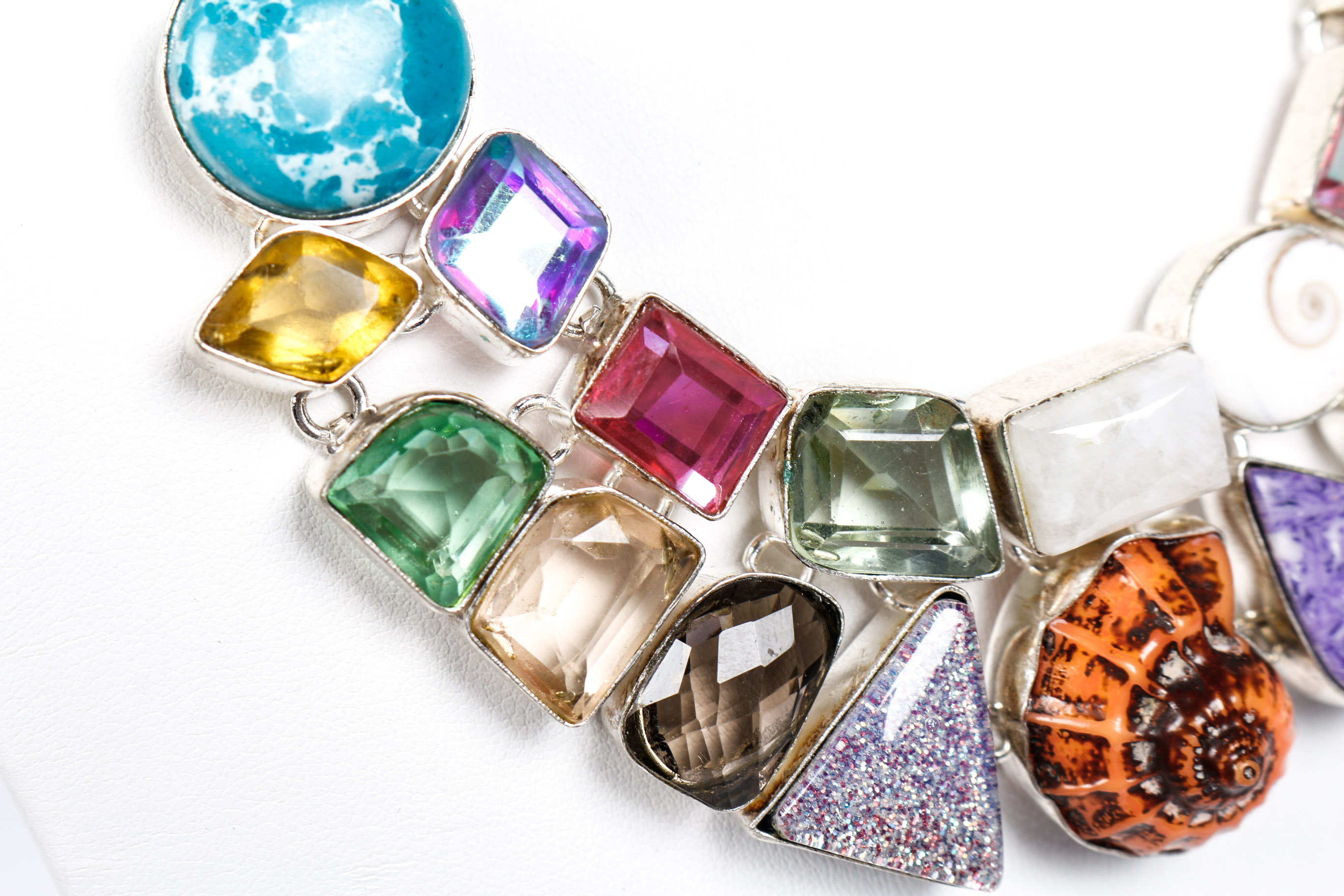 Agate, Quartz and Faceted Stone Necklace and Bracelet