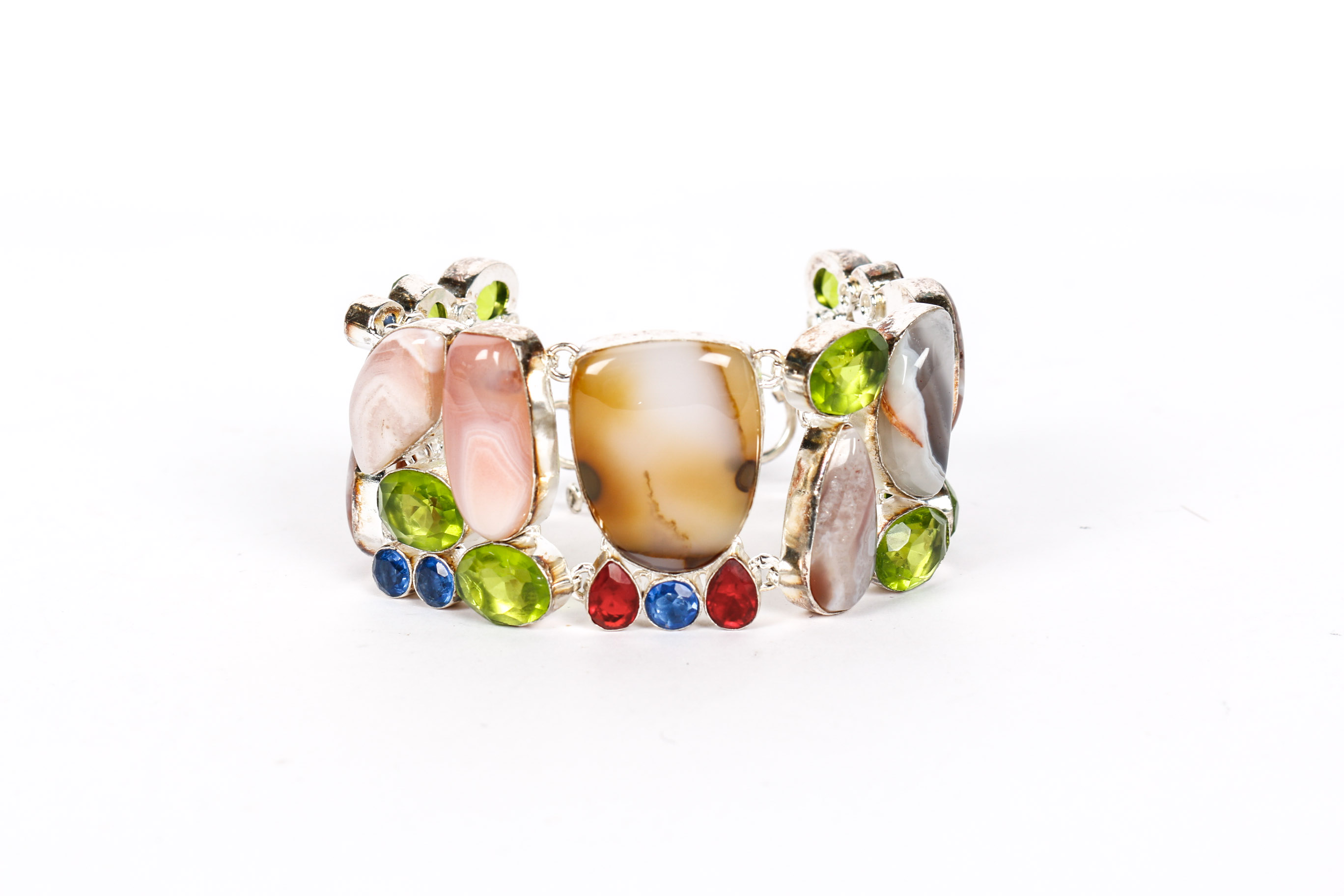 Agate, Quartz and Faceted Stone Necklace and Bracelet