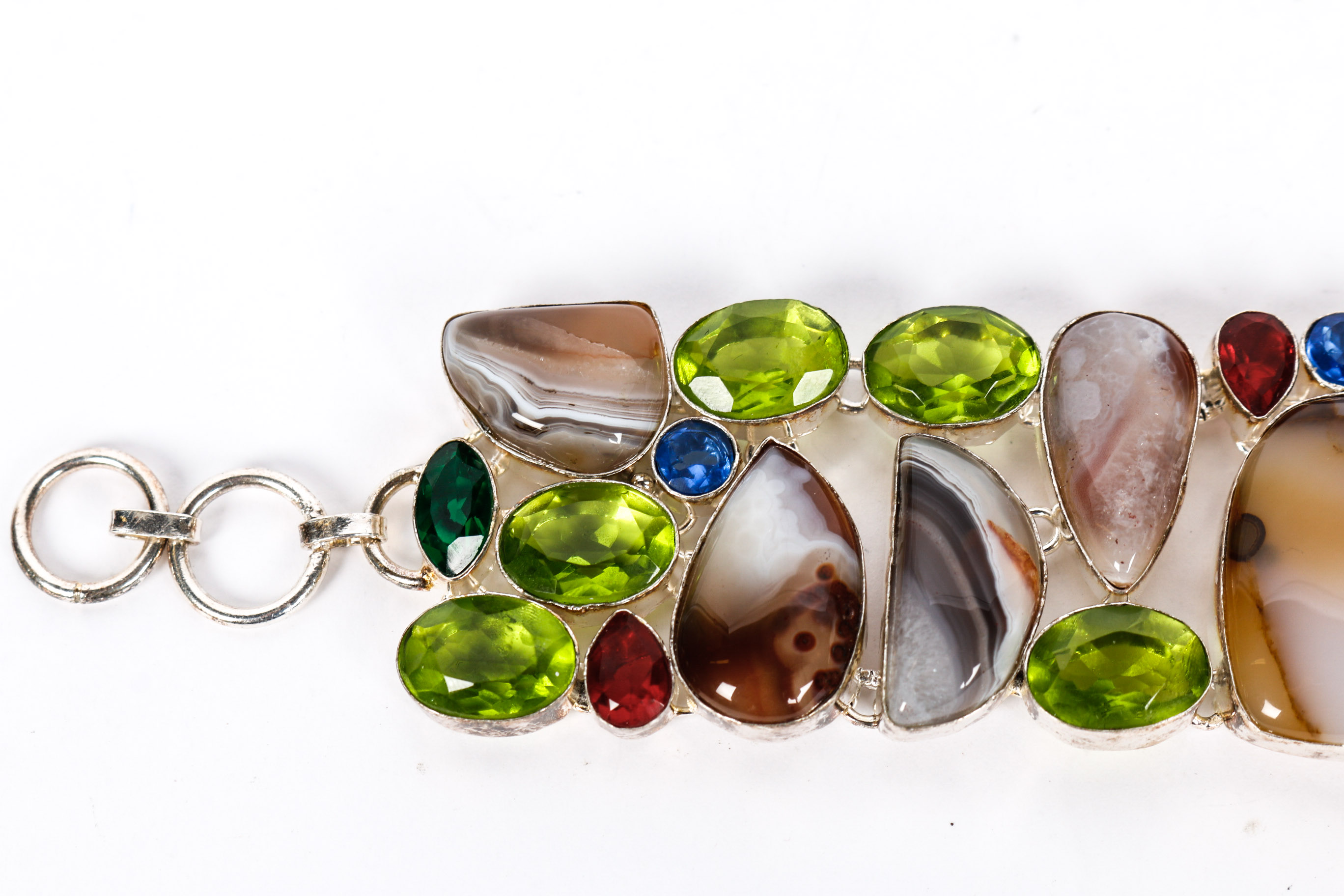 Agate, Quartz and Faceted Stone Necklace and Bracelet