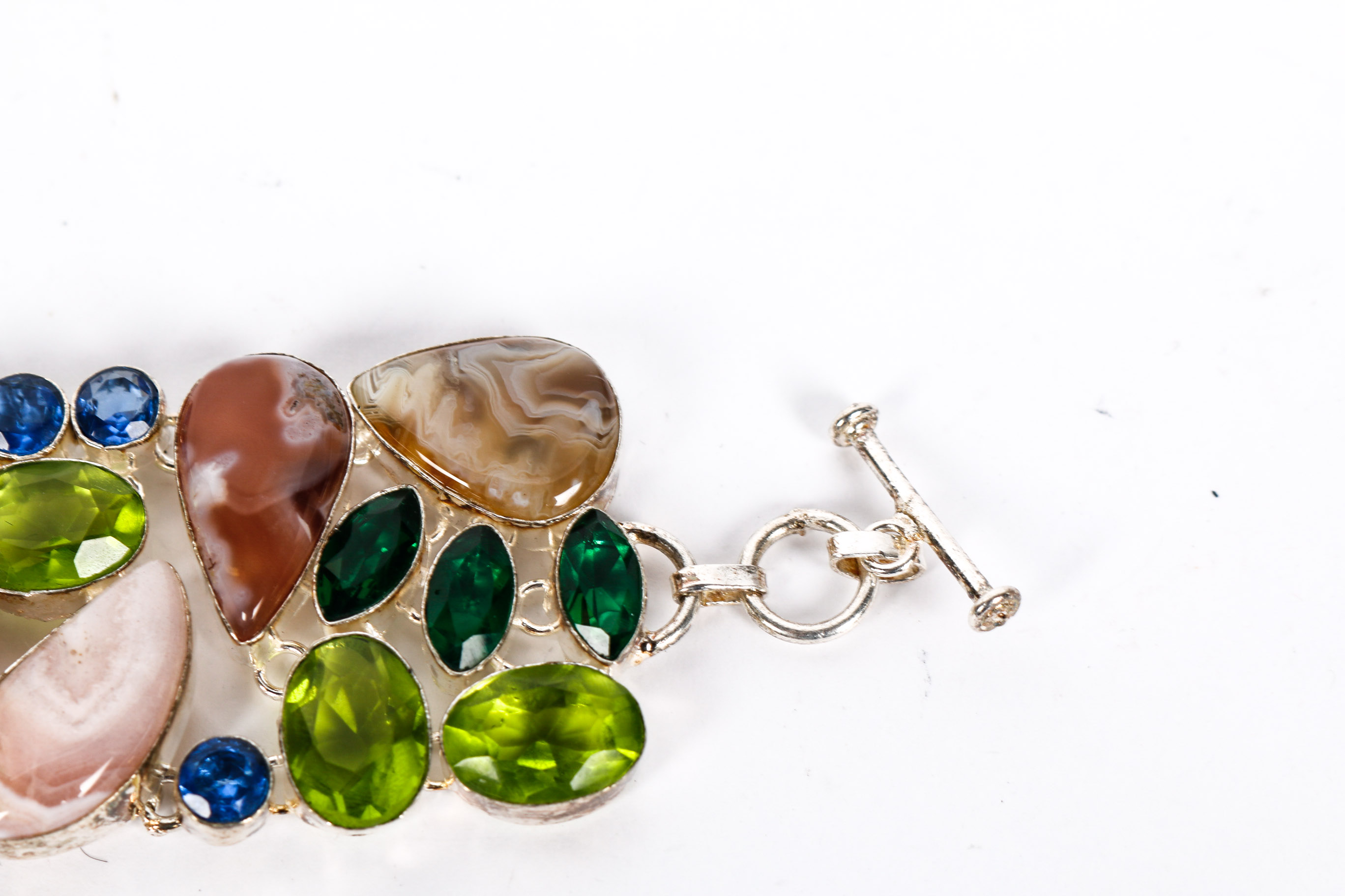 Agate, Quartz and Faceted Stone Necklace and Bracelet