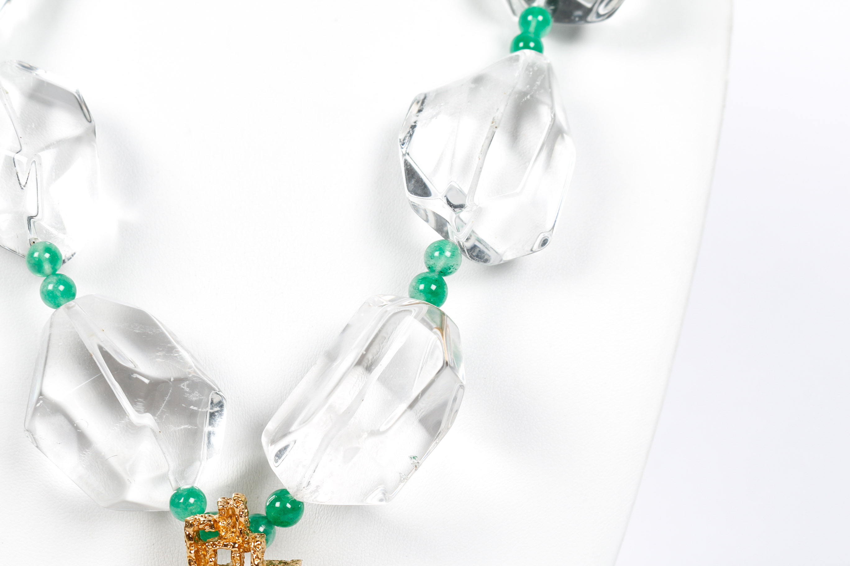 Large Clear Ice Bead Necklace with Buddha