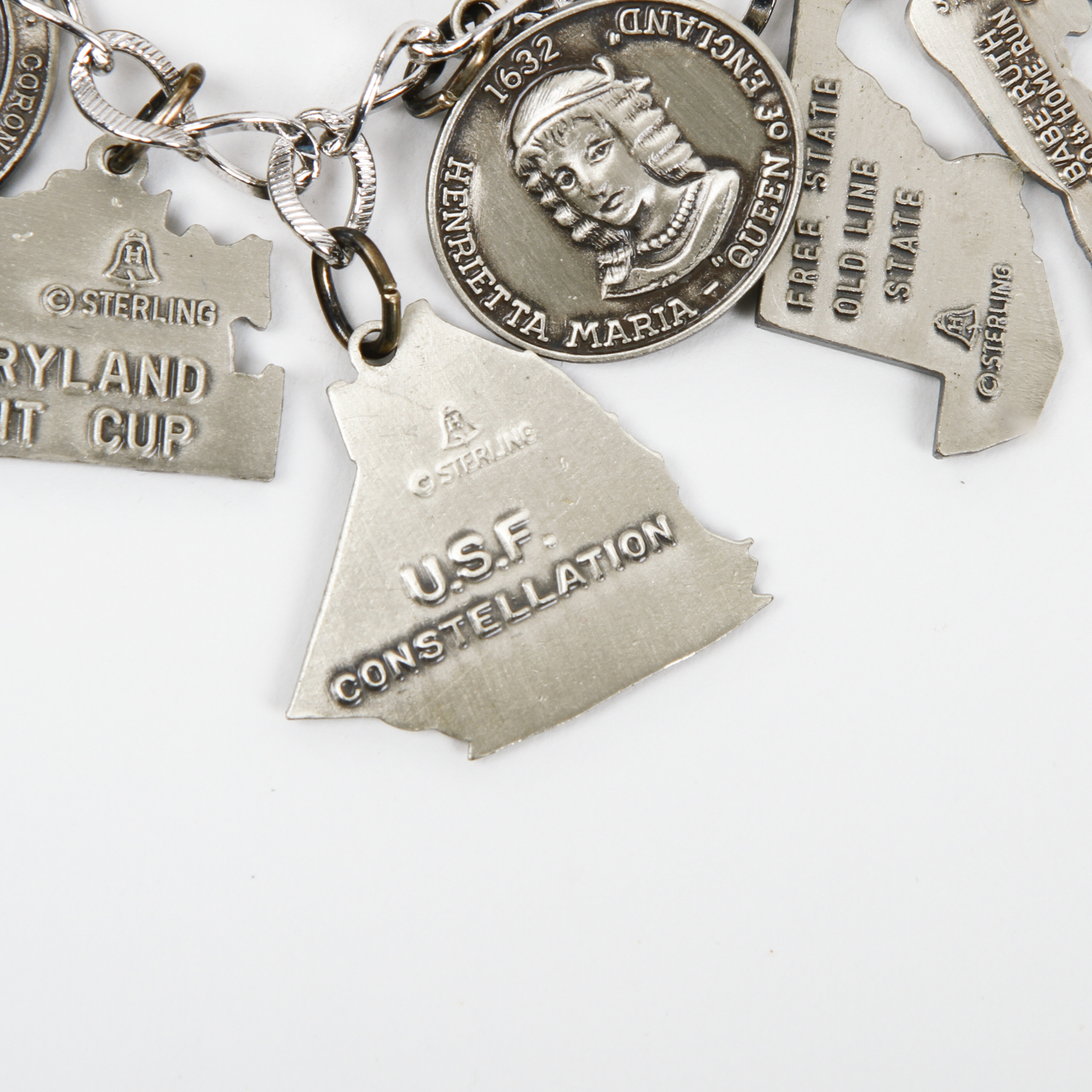Maryland-Themed Sterling Silver Charm Bracelet