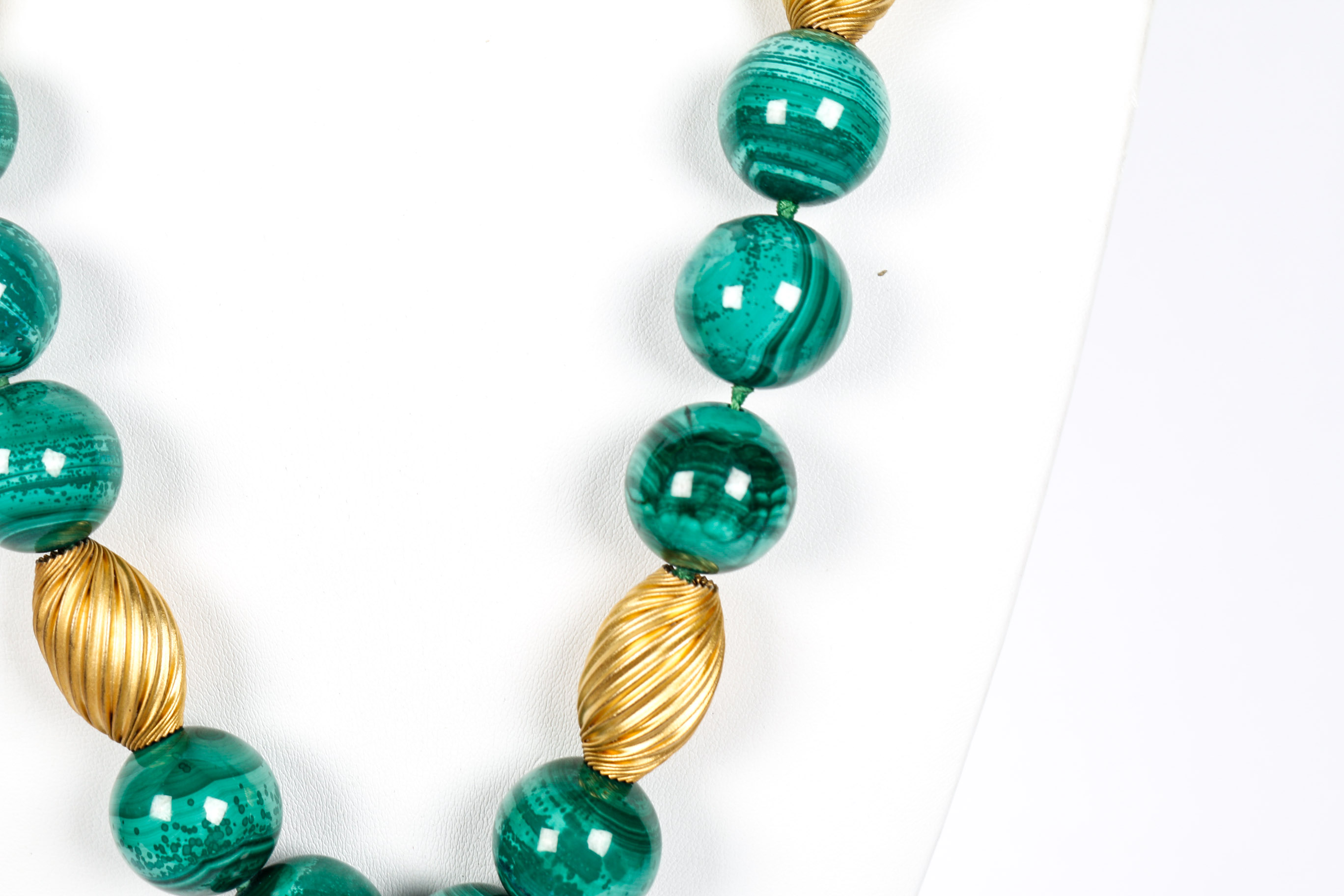 Large Heavy Malachite Beaded Necklace