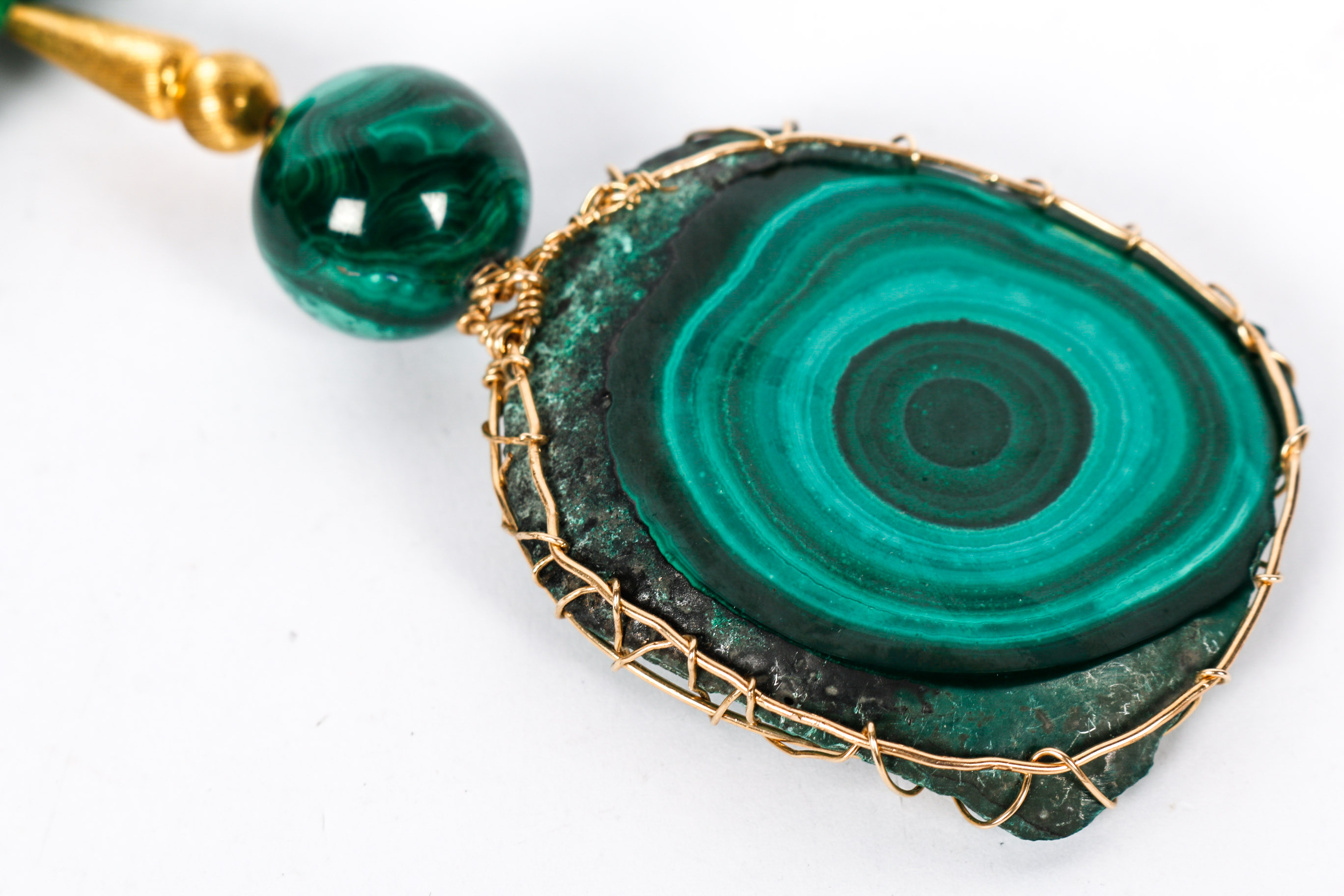 Large Heavy Malachite Beaded Necklace
