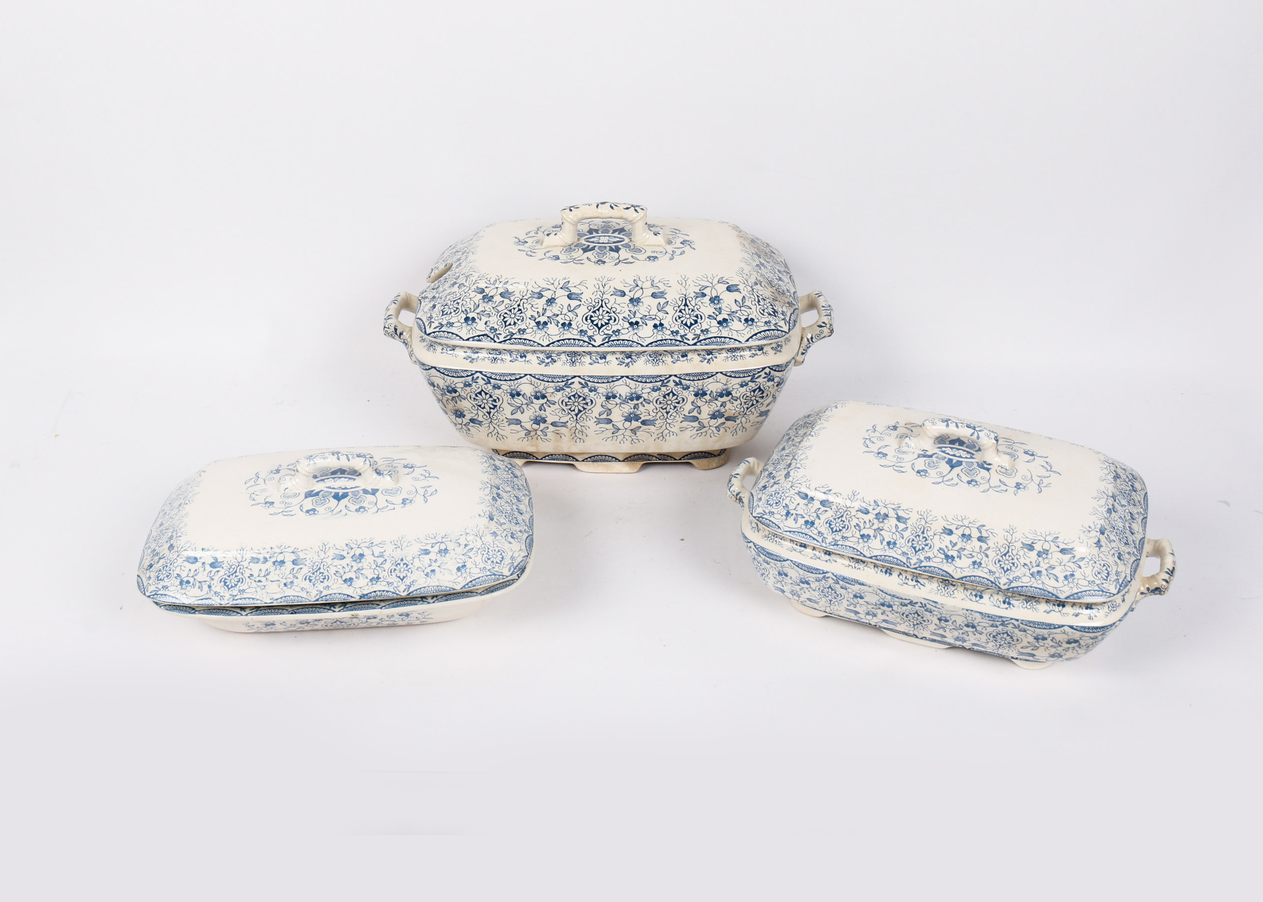 Three W.H Grindley and Tunstall "Daisy" Lidded Tureens