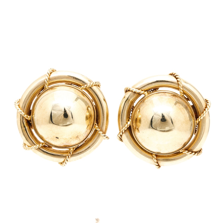 Peter Brams Designs 14K Yellow Gold Button Earrings