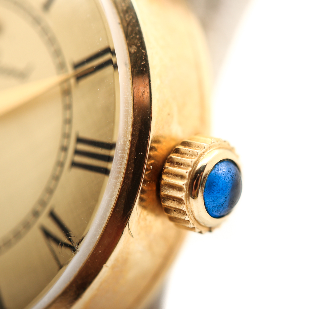 Lucien Piccard 14K Yellow Gold and Leather Strap Watch