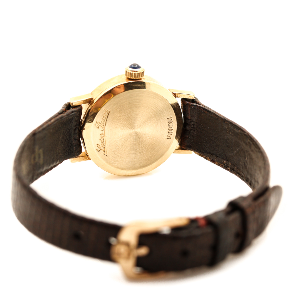 Lucien Piccard 14K Yellow Gold and Leather Strap Watch