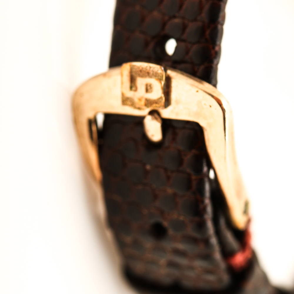 Lucien Piccard 14K Yellow Gold and Leather Strap Watch