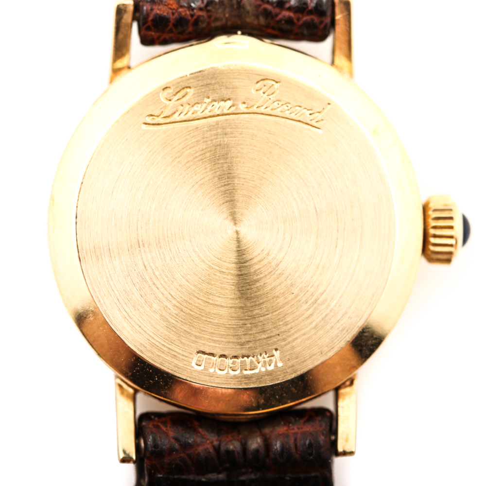 Lucien Piccard 14K Yellow Gold and Leather Strap Watch
