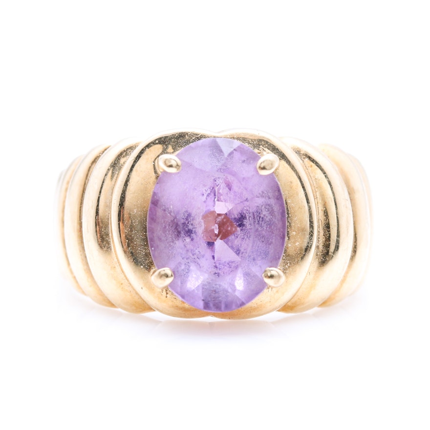 14K Yellow Gold 2.11 CTS Amethyst Ring