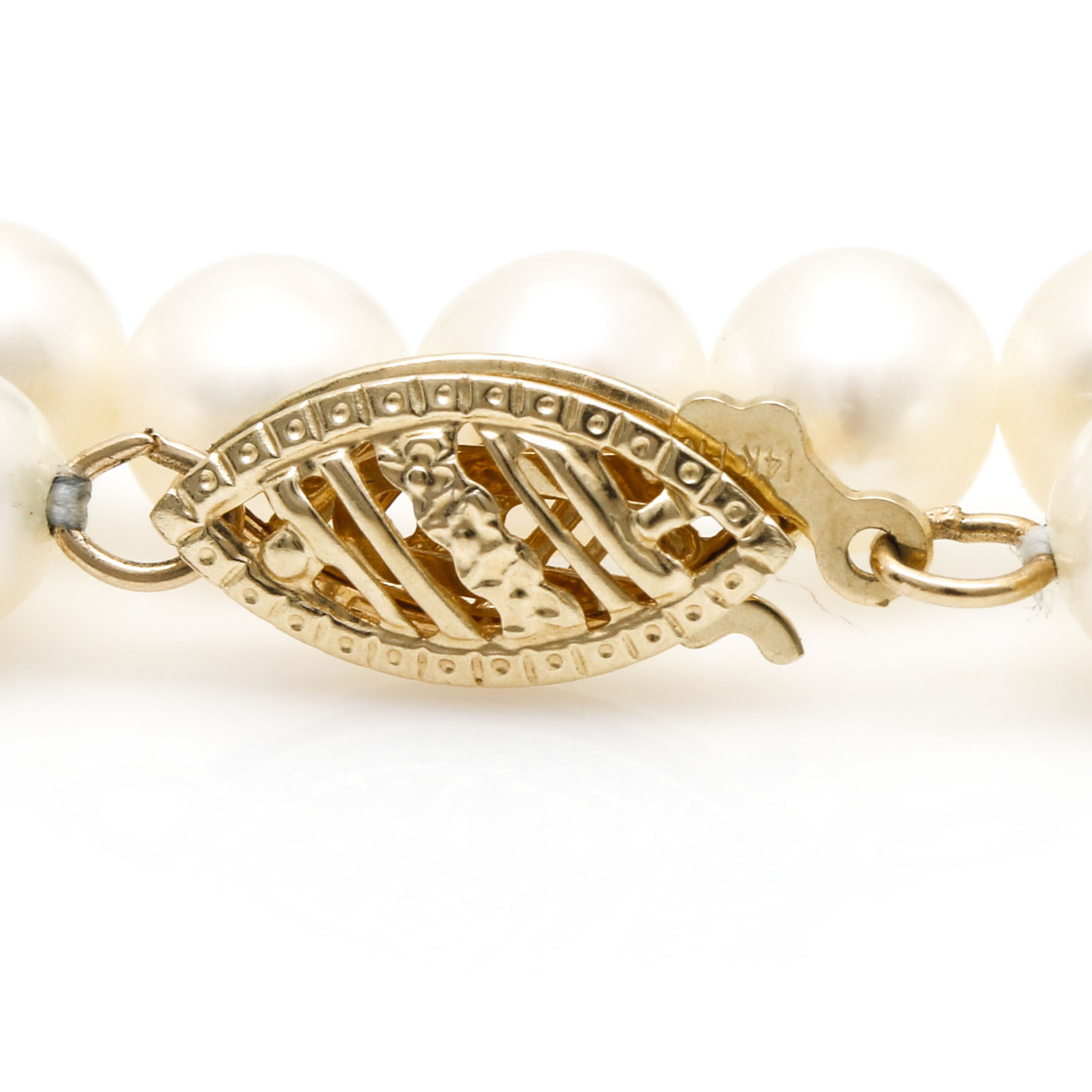 Cultured Pearl Bracelet and Necklace With 14K Yellow Gold Findings
