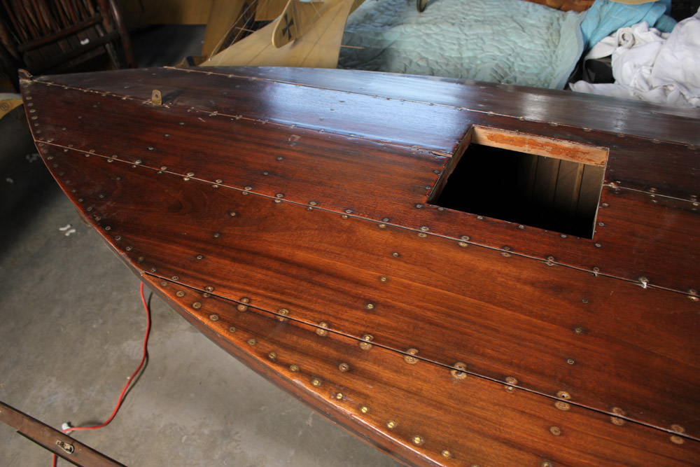 Vintage Mahogany Sailing Canoe