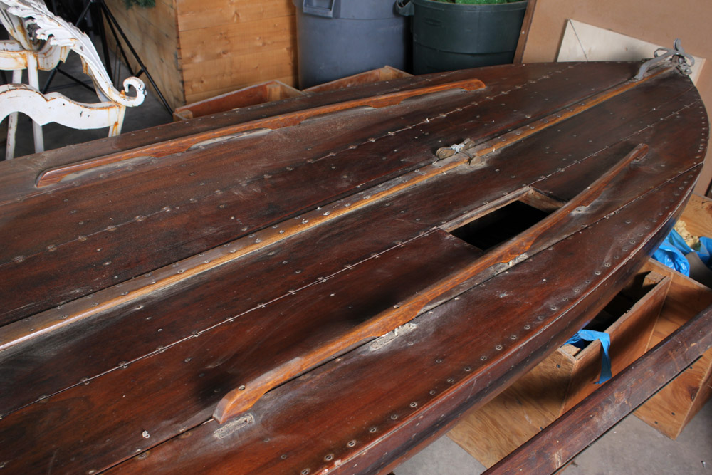 Vintage Mahogany Sailing Canoe