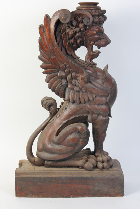 Set of Three Hand Carved Griffin Architectural Elements