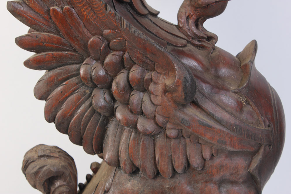 Set of Three Hand Carved Griffin Architectural Elements