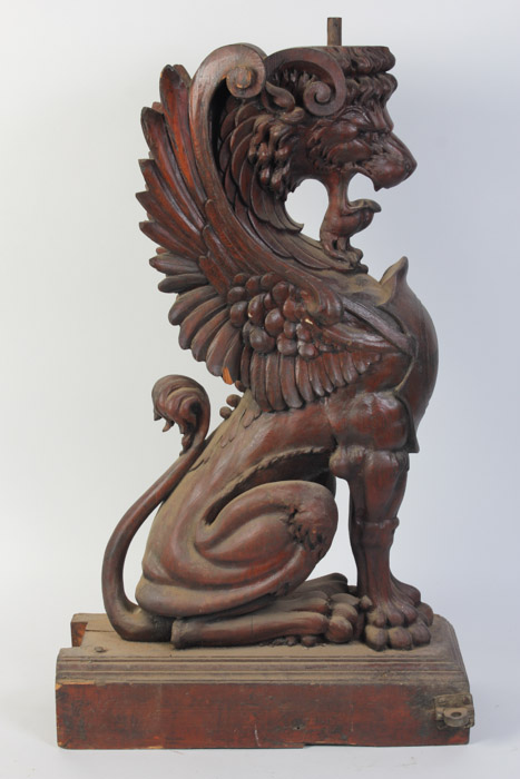 Set of Three Hand Carved Griffin Architectural Elements