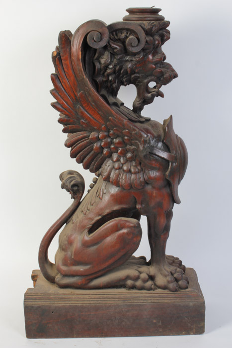Set of Three Hand Carved Griffin Architectural Elements