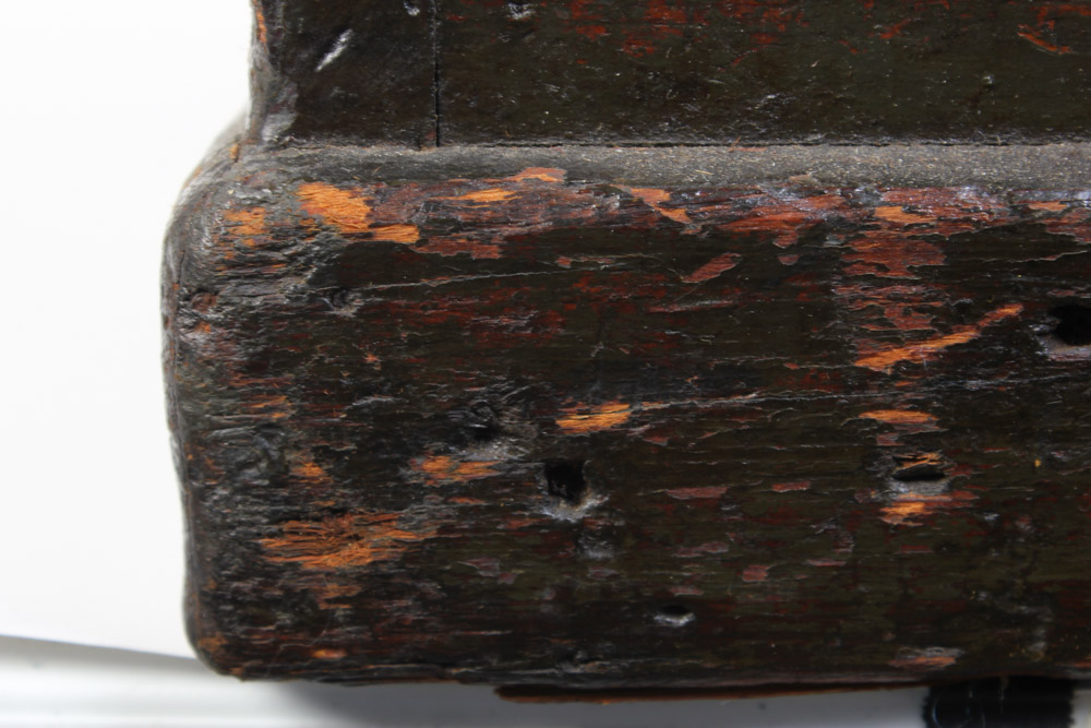 Antique Wooden Trunk with Hand Painted Ship on Lid