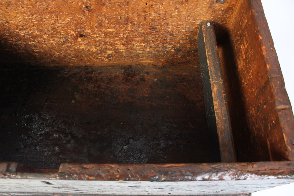 Antique Wooden Trunk with Hand Painted Ship on Lid