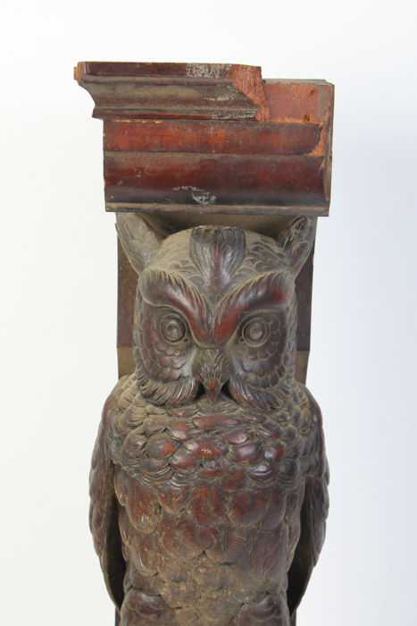 Pair of Hand Carved Owl Architectural Elements