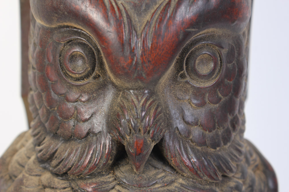 Pair of Hand Carved Owl Architectural Elements