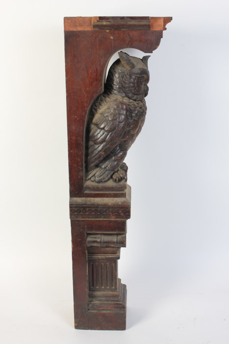 Pair of Hand Carved Owl Architectural Elements
