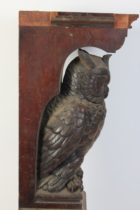 Pair of Hand Carved Owl Architectural Elements