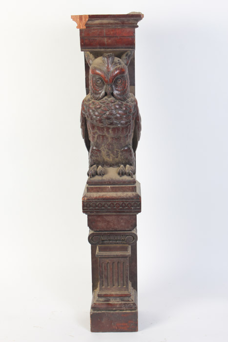 Pair of Hand Carved Owl Architectural Elements