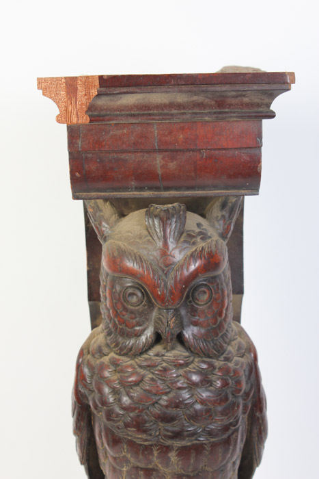 Pair of Hand Carved Owl Architectural Elements