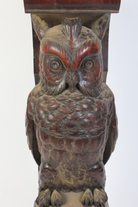 Pair of Hand Carved Owl Architectural Elements