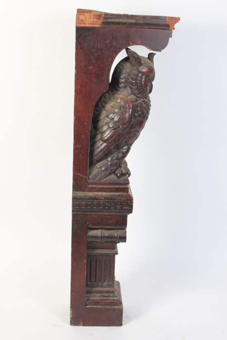 Pair of Hand Carved Owl Architectural Elements